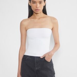 Babaton White Strapless Crop Top
